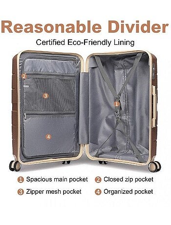 Valise de soute - 76x50x31 cm, rigide polypropylène (pp), 4 roues 360° - british traveller