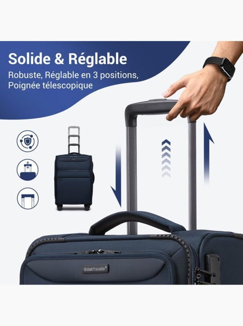 Valise de soute - 79.5x49.5x32.5 cm, nylon, extensible, 4 roues 360° - british traveller - Kiabi Valise de soute - 79.5x49.5x32.5 cm, nylon, extensible, 4 roues 360° - british traveller - Kiabi