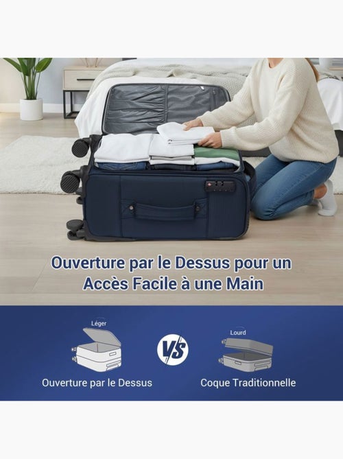 Valise de soute - 79.5x49.5x32.5 cm, nylon, extensible, 4 roues 360° - british traveller - Kiabi Valise de soute - 79.5x49.5x32.5 cm, nylon, extensible, 4 roues 360° - british traveller - Kiabi