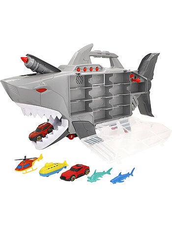 Valise de transport pour voitures avec rampe et lanceur roboshark teamsterz