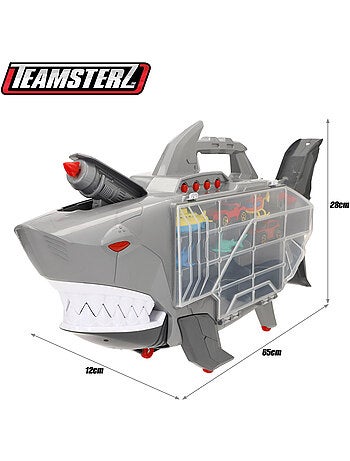 Valise de transport pour voitures avec rampe et lanceur roboshark teamsterz