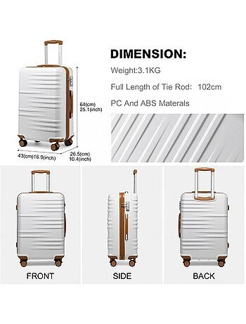 Valise de voyage - 64x43x26.5 cm abs+pc 4 roulettes serrure tsa - british traveller