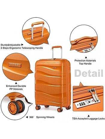Valise de voyage - 65x46x26 cm polypropylène 4 roulettes - kono