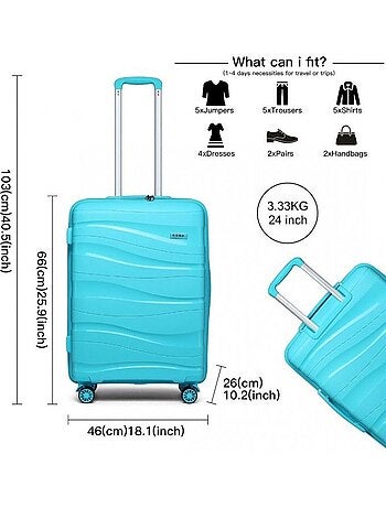 Valise de voyage - 66x46x26 cm abs 4 roulettes serrure tsa