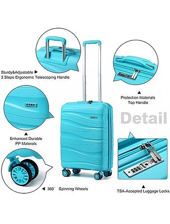 Valise de voyage - 66x46x26 cm abs 4 roulettes serrure tsa