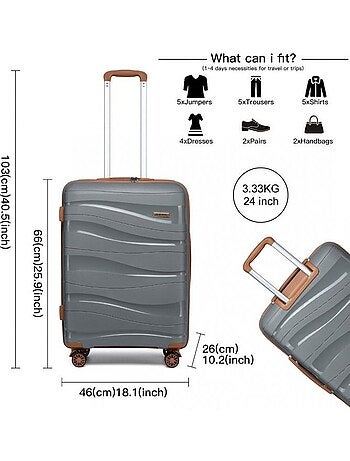 Valise de voyage - 66x46x26 cm abs 4 roulettes serrure tsa