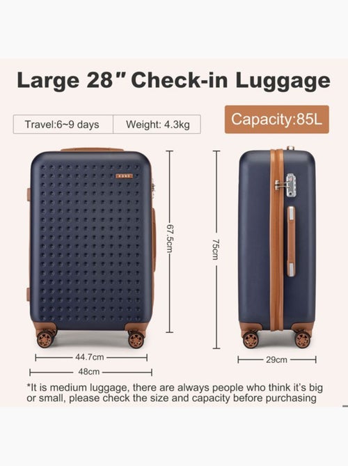 Valise de voyage - 75x48x29 cm abs+pc 4 roulettes serrure tsa - kono - Kiabi