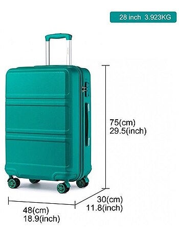Valise de voyage - 75x48x30 cm abs 4 roulettes serrure tsa - kono