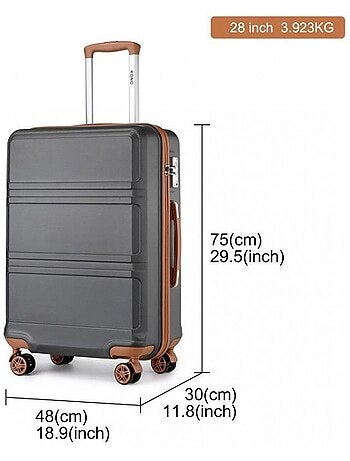 Valise de voyage - 75x48x30 cm abs 4 roulettes serrure tsa - kono