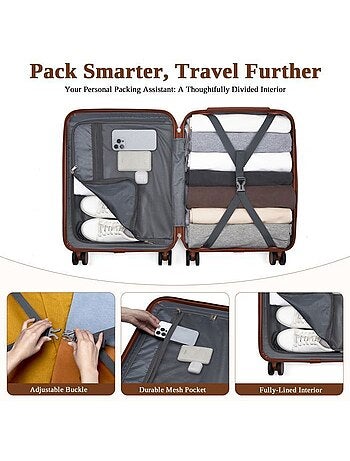 Valise de voyage - 76.5x50.5x29 cm abs+pc 4 roulettes - kono