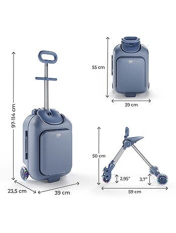 Valise Cabine Enfant Kinderkraft CABBY 2 en 1 porteur avec siège pliable compacte 20l