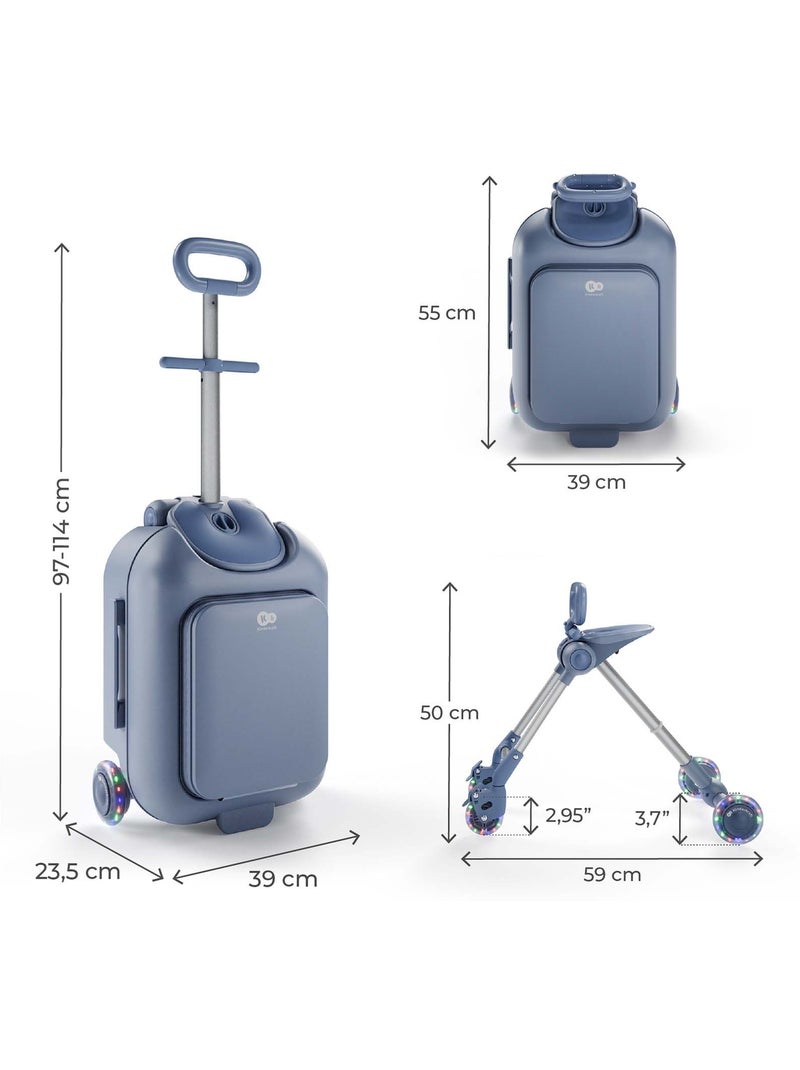 Valise Enfant 2 en 1 Kinderkraft CABBY cabine avec assise pliable poignée réglable 20L roues LED Bleu Bleu - Kiabi