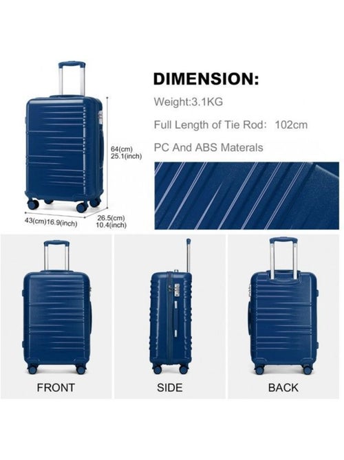 Valise grande taille - 64x43x26 cm abs 4 roulettes serrure tsa - british traveller - Kiabi Valise grande taille - 64x43x26 cm abs 4 roulettes serrure tsa - british traveller - Kiabi