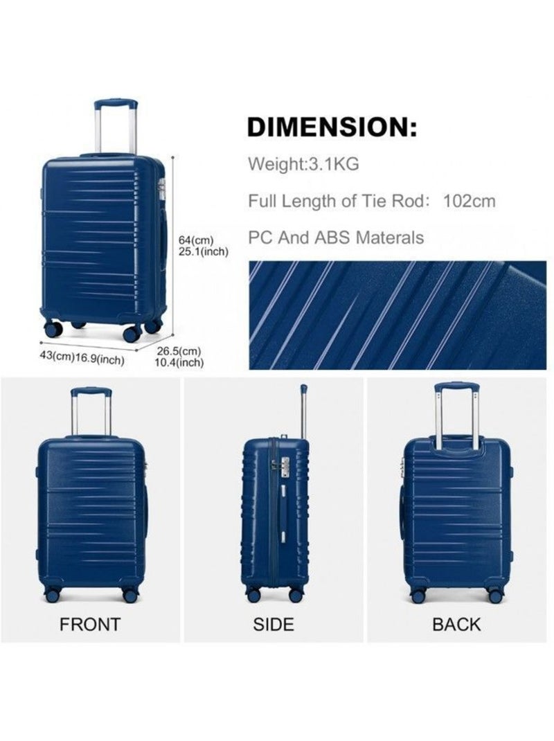 Valise grande taille - 64x43x26 cm abs 4 roulettes serrure tsa - british traveller Bleu - Kiabi