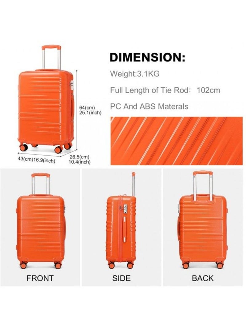 Valise grande taille - 64x43x26 cm abs 4 roulettes serrure tsa - british traveller Orange - Kiabi