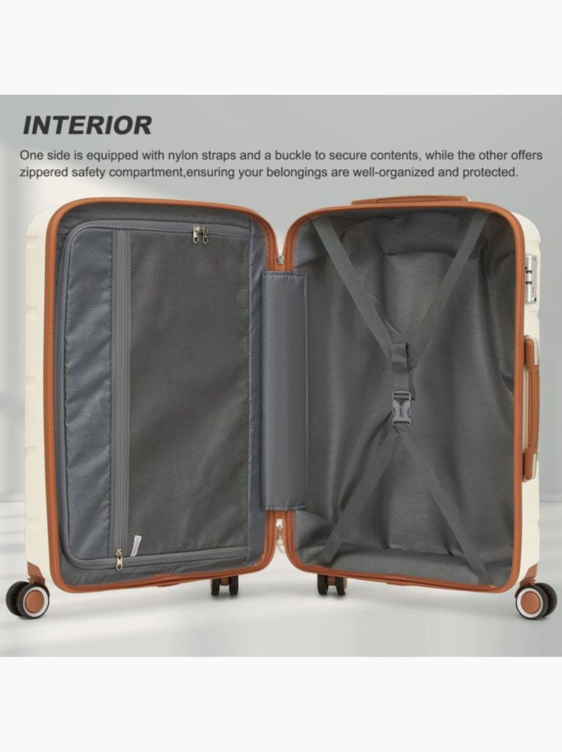 Valise grande taille - 66.5x45.5x24 cm polypropylène 4 roulettes serrure tsa - kono Blanc - Kiabi