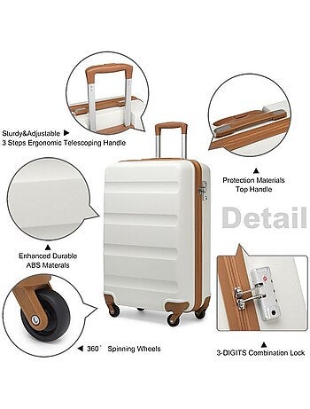 Valise grande taille - 66x45x26 cm abs 4 roulettes serrure tsa - kono