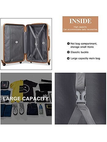 Valise grande taille - 66x45x26 cm abs 4 roulettes serrure tsa - kono