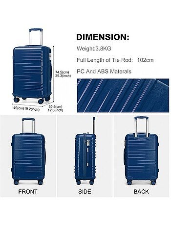 Valise grande taille - 74.5x49x30 cm abs 94 l - british traveller