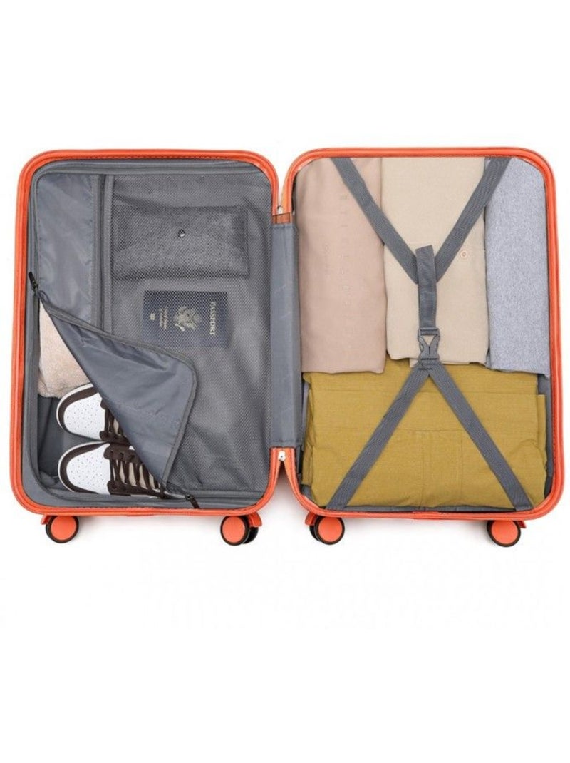 Valise grande taille - 74.5x49x30 cm abs serrure tsa - british traveller Orange - Kiabi