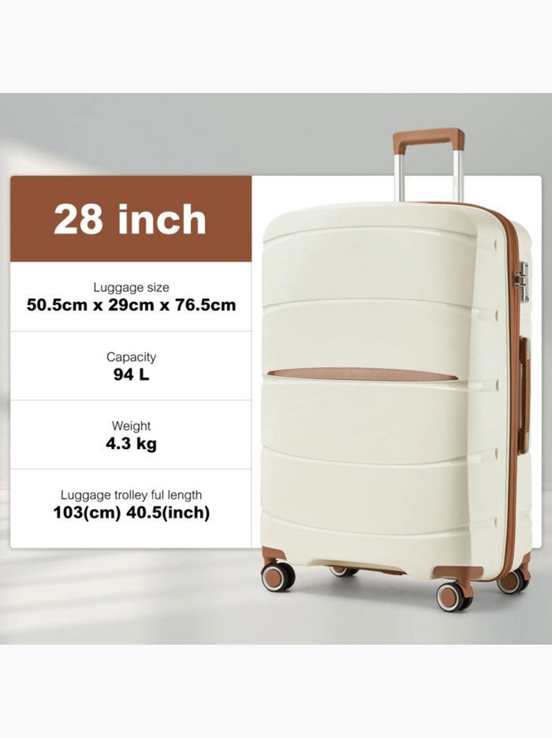 Valise grande taille - 75.5x50.5x29 cm polypropylène 4 roulettes serrure tsa - kono Blanc - Kiabi