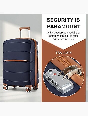 Valise grande taille - 75.5x50.5x29 cm polypropylène 4 roulettes serrure tsa - kono