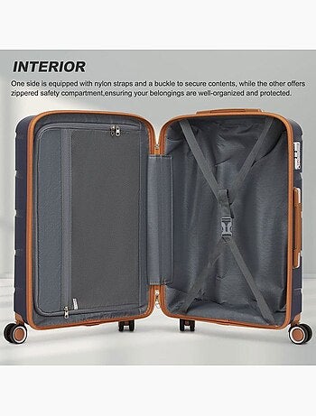 Valise grande taille - 75.5x50.5x29 cm polypropylène 4 roulettes serrure tsa - kono