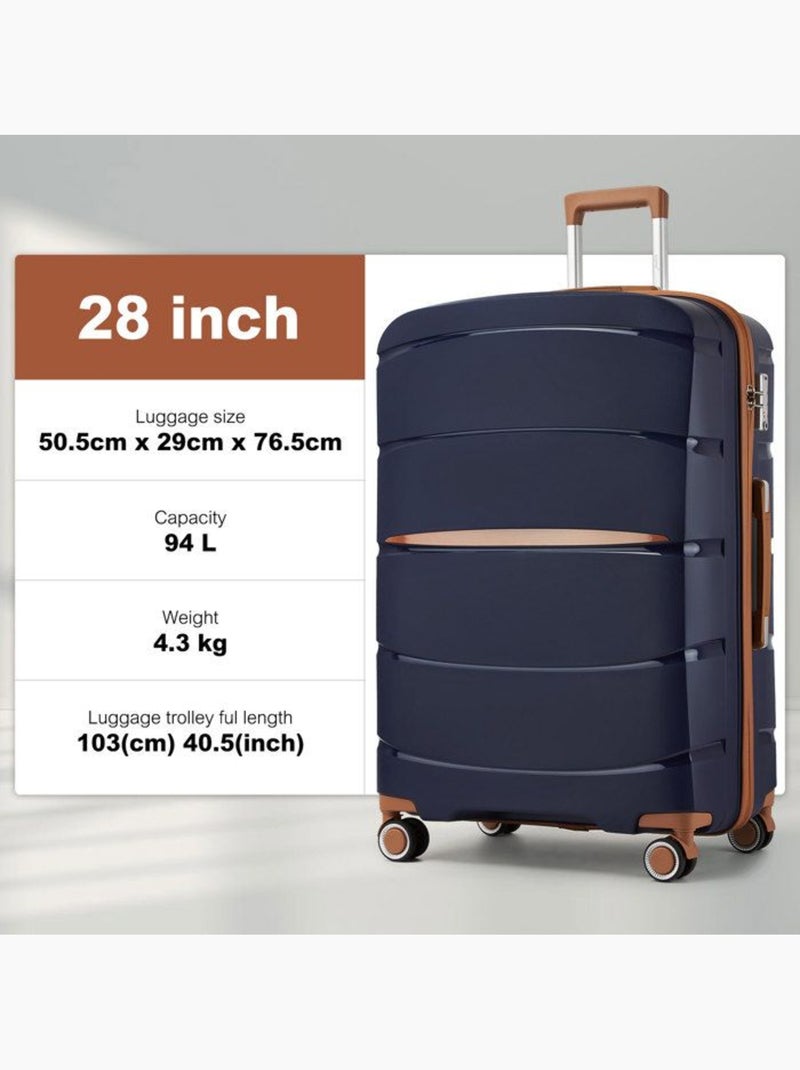 Valise grande taille - 75.5x50.5x29 cm polypropylène 4 roulettes serrure tsa - kono Bleu - Kiabi