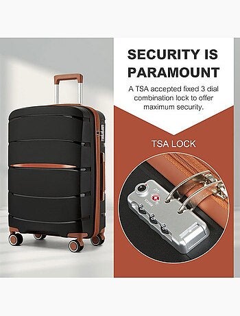 Valise grande taille - 75.5x50.5x29 cm polypropylène 4 roulettes serrure tsa - kono