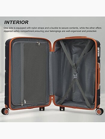 Valise grande taille - 75.5x50.5x29 cm polypropylène 4 roulettes serrure tsa - kono