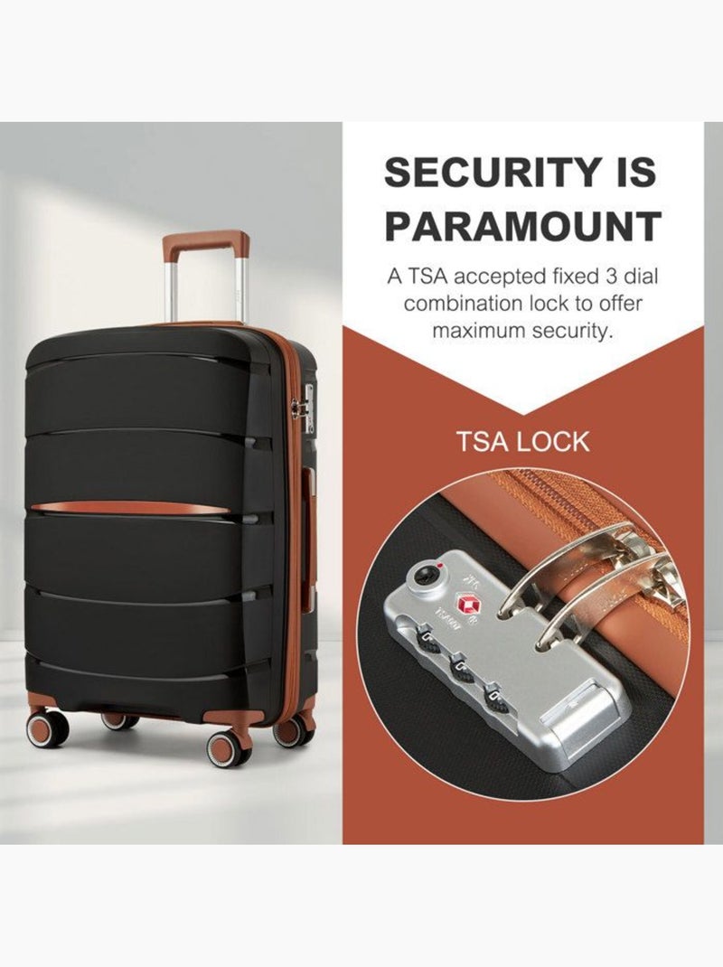 Valise grande taille - 75.5x50.5x29 cm polypropylène 4 roulettes serrure tsa - kono Noir - Kiabi