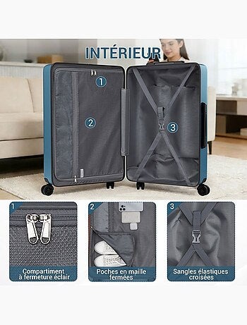 Valise grande taille - 75x47.5x29.5 cm abs+pc 4 roulettes serrure tsa - kono