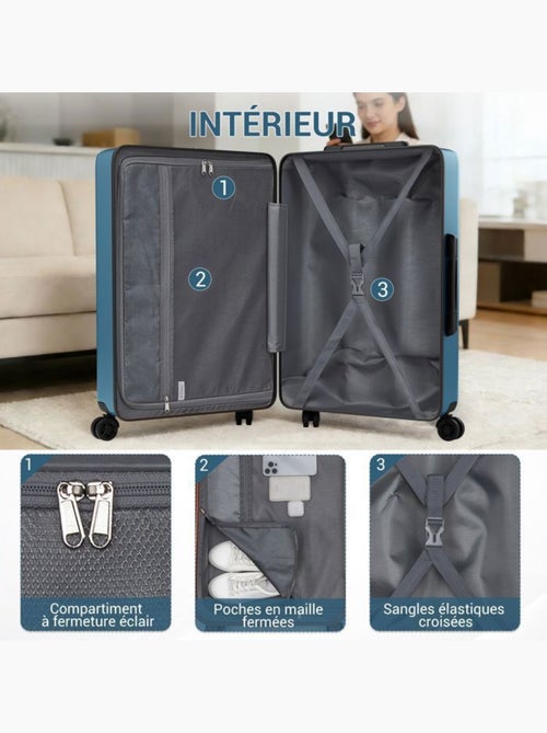 Valise grande taille - 75x47.5x29.5 cm abs+pc 4 roulettes serrure tsa - kono - Kiabi