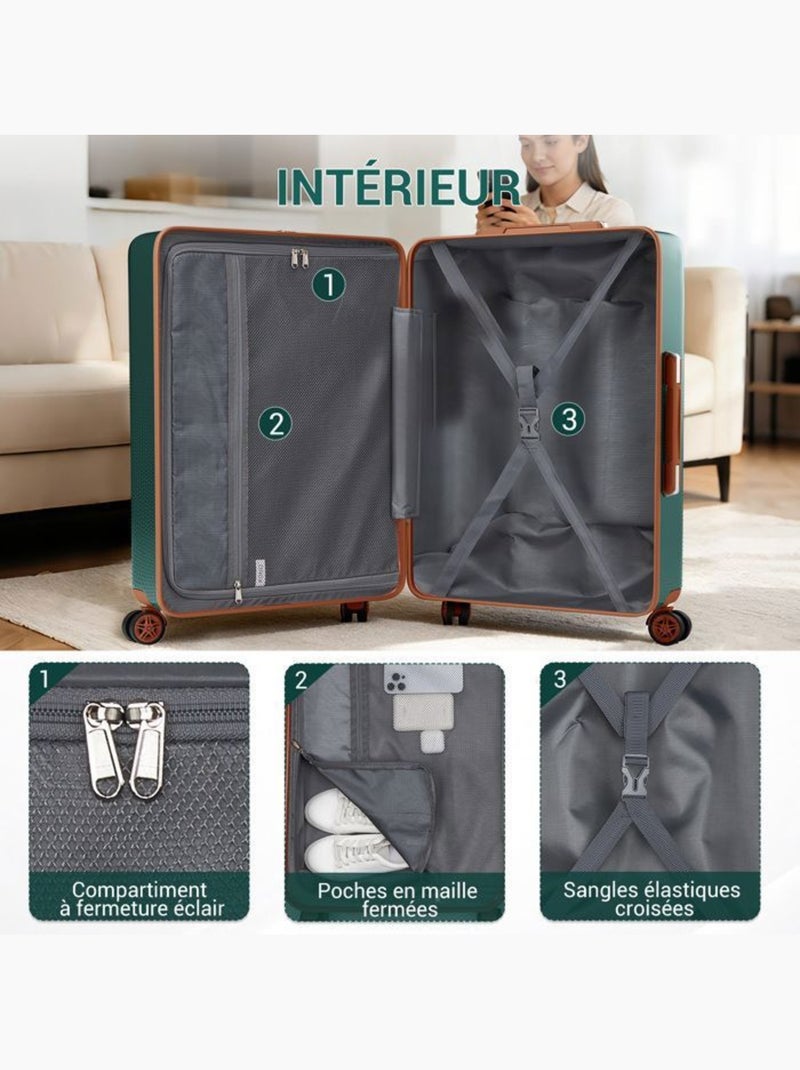 Valise grande taille - 75x47.5x29.5 cm abs+pc 4 roulettes serrure tsa - kono Vert - Kiabi