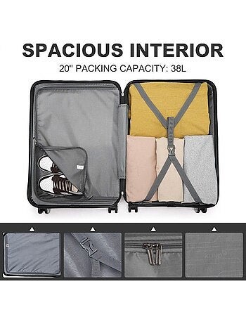 Valise grande taille - 75x48x30 cm abs 100 l tsa - kono