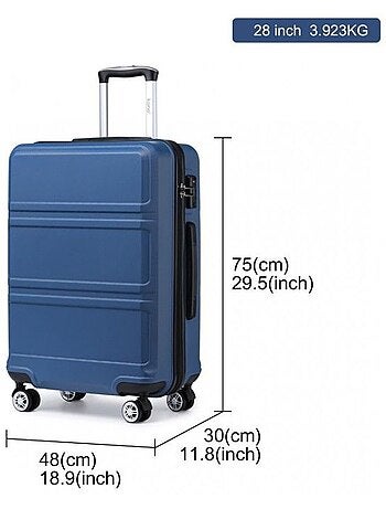 Valise grande taille - 75x48x30 cm abs 100 l tsa - kono