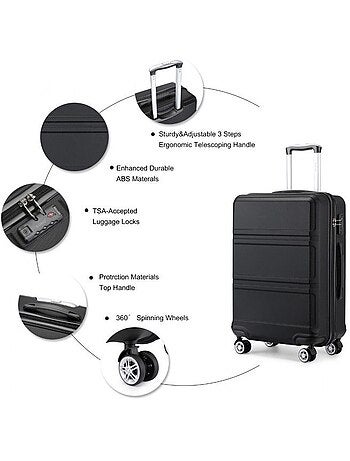 Valise grande taille - 75x48x30 cm abs 100 l tsa - kono