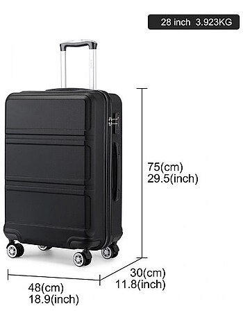 Valise grande taille - 75x48x30 cm abs 100 l tsa - kono