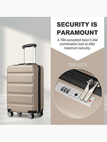 Valise grande taille - 75x48x30 cm abs+pc 4 roulettes serrure tsa - kono
