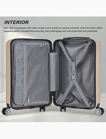 Valise grande taille - 75x48x30 cm abs+pc 4 roulettes serrure tsa - kono
