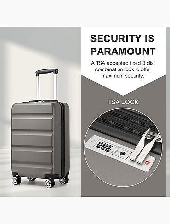 Valise grande taille - 75x48x30 cm abs+pc 4 roulettes serrure tsa - kono