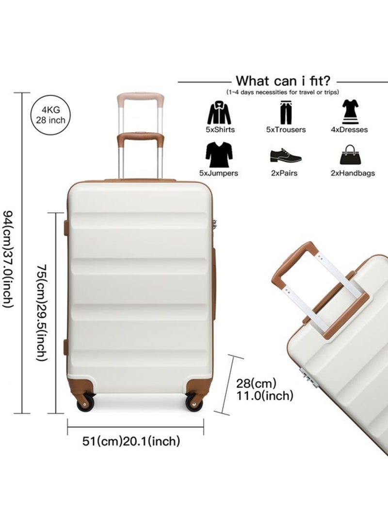 Valise grande taille - 75x51x28 cm abs 4 roulettes serrure tsa - kono Blanc - Kiabi