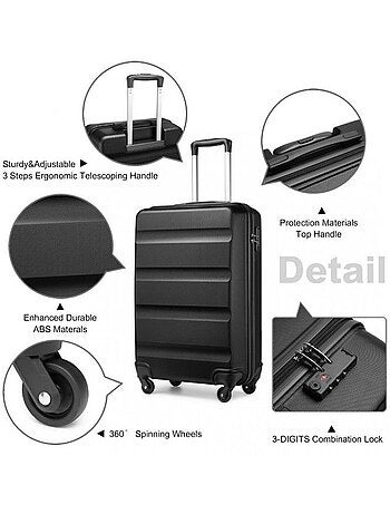 Valise grande taille - 75x51x28 cm abs 90 l tsa - kono