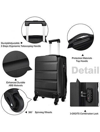 Valise grande taille - 75x51x28 cm abs + pc 90 l tsa - kono