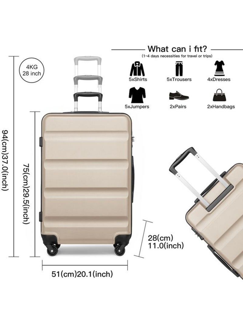 Valise grande taille - 75x51x28 cm abs+pc 4 roulettes - kono Beige - Kiabi