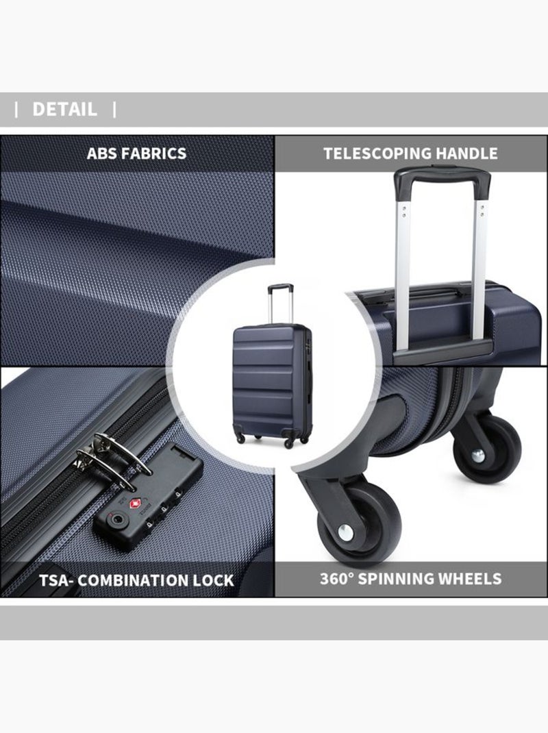 Valise grande taille - 75x51x28 cm abs+pc 4 roulettes - kono Bleu - Kiabi