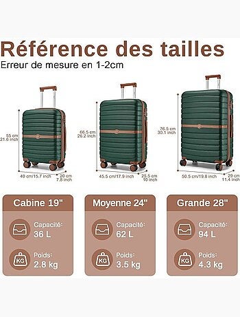 Valise grande taille - 76.5x50.5x29 cm abs + pc 94 l tsa - kono