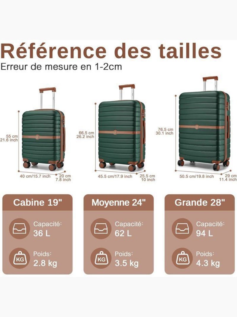 Valise grande taille - 76.5x50.5x29 cm abs + pc 94 l tsa - kono Bleu - Kiabi
