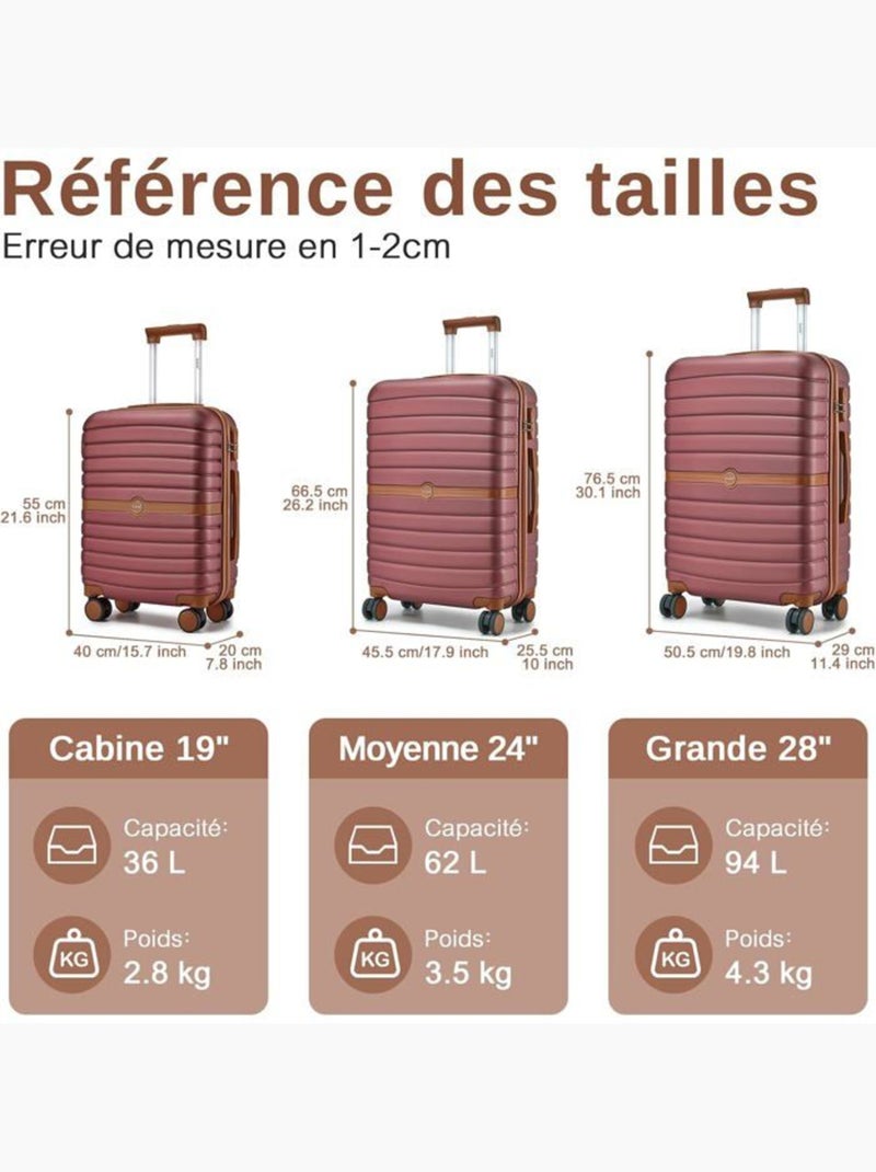 Valise grande taille - 76.5x50.5x29 cm abs + pc 94 l tsa - kono Rouge - Kiabi