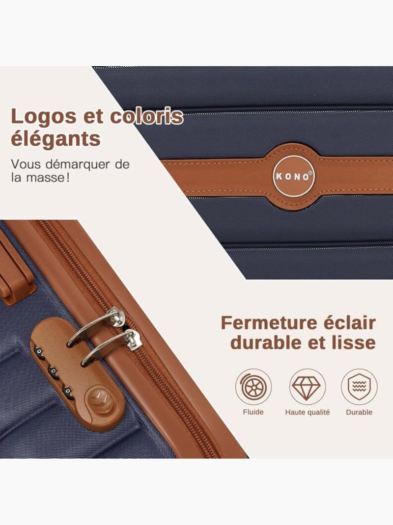 Valise grande taille - 76.5x50.5x29 cm abs+pc 4 roulettes serrure tsa - kono Bleu - Kiabi